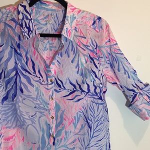 Lilly Pulitzer NWT Captiva Tunic.  Gold buttons. M